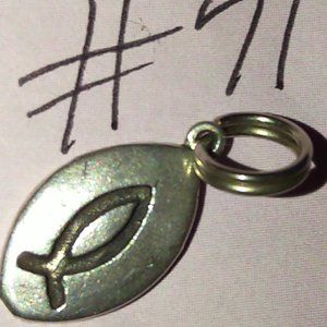 Sterling Silver .925 Jesus charm for charm bracelet fish symbol excellent
